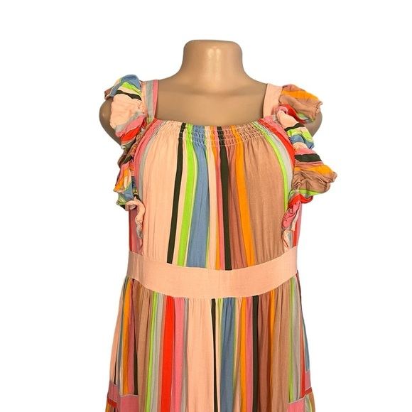 Entro Colorful Striped Tiered Midi Sundressc - Picture 2 of 9